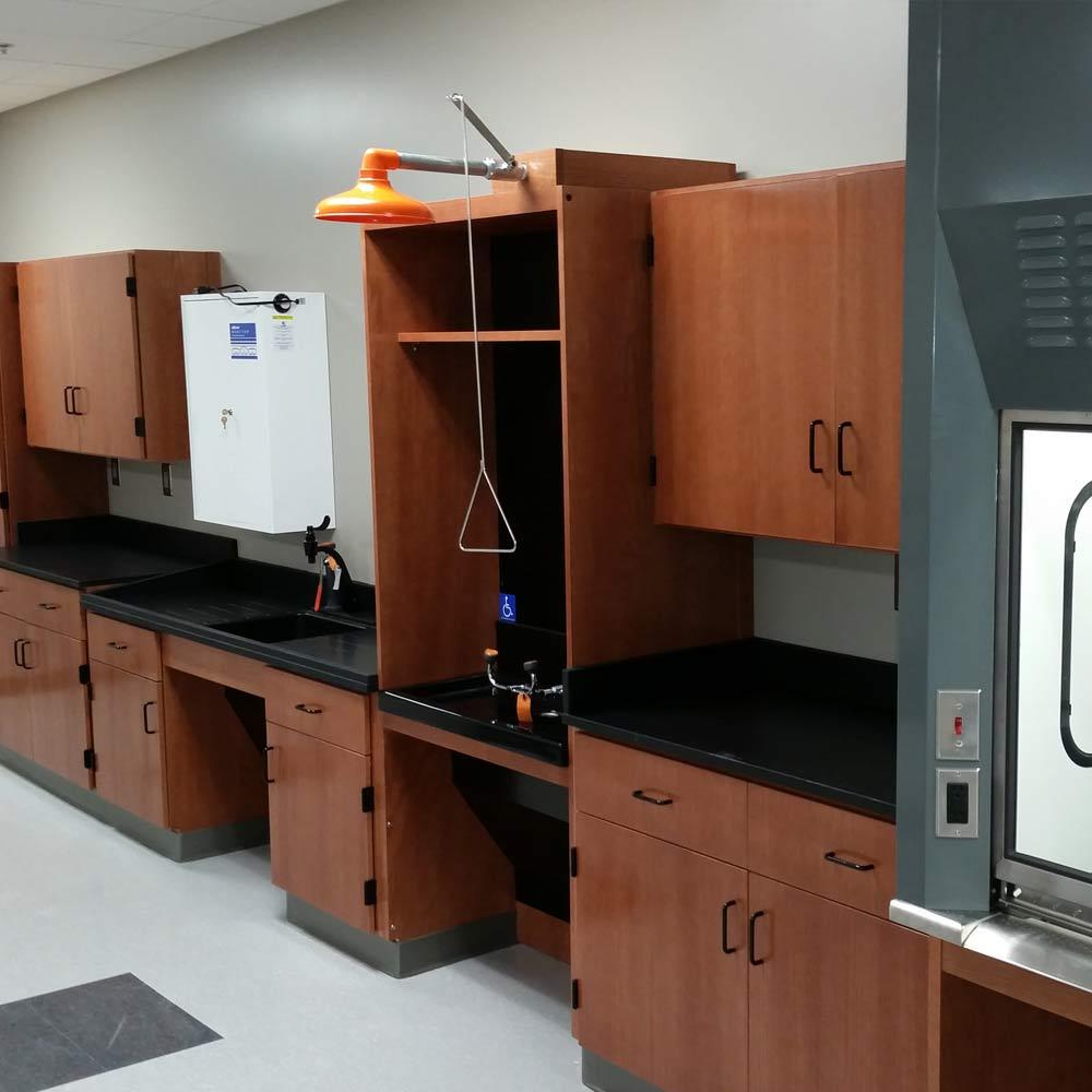 laboratory with cabinets