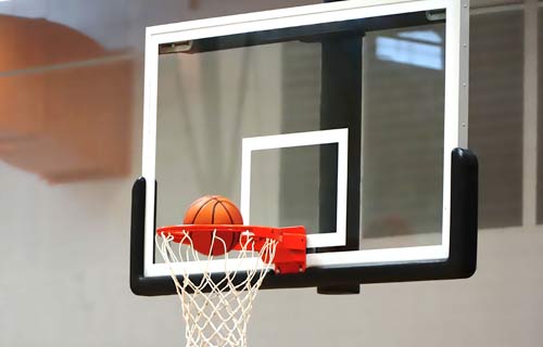 basketball going into a net